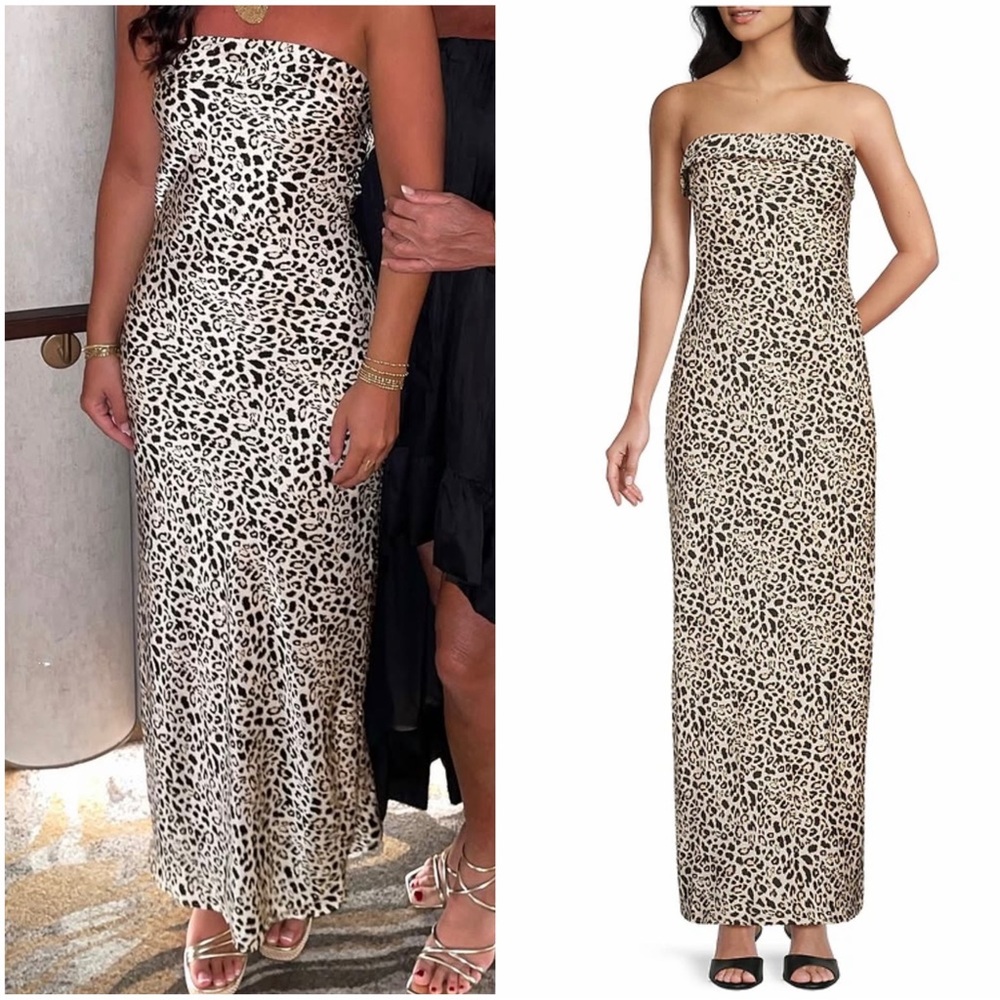 Evolutionary Strapless Leopard Print Maxi Dress